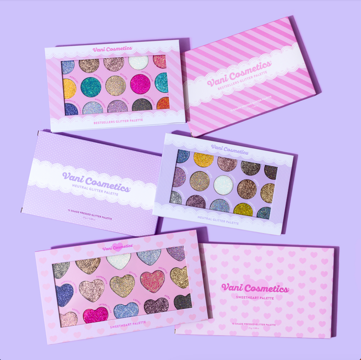 Sweetheart Glitter Palette, Highly Pigmented Vegan, Cruelty-free